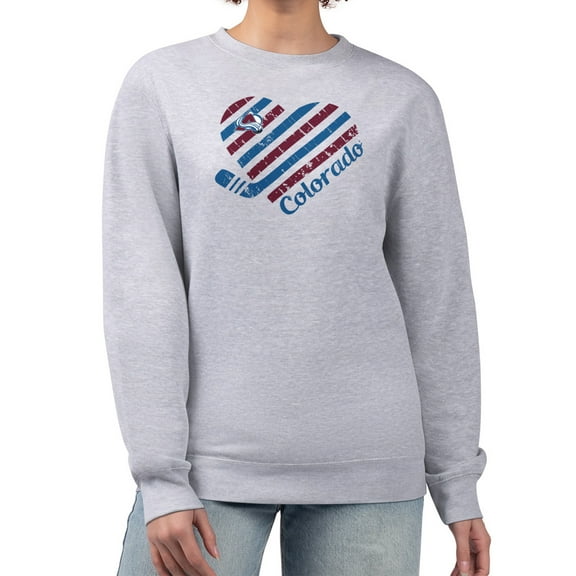 Women's G-III 4Her by Carl Banks Heather Gray Colorado Avalanche Heart Graphic Pullover Sweatshirt