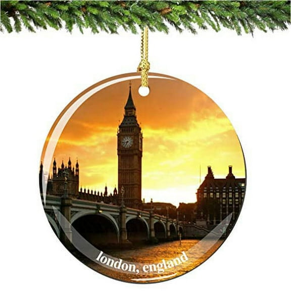 London Christmas Ornament, Porcelain 2.75' Double Sided Big Ben Christmas Ornament British Souvenir