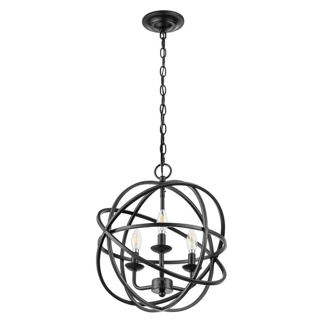 Prominence Home 3 Light Chandelier Pendant Ceiling Lighting Fixture, Birchberry, Black