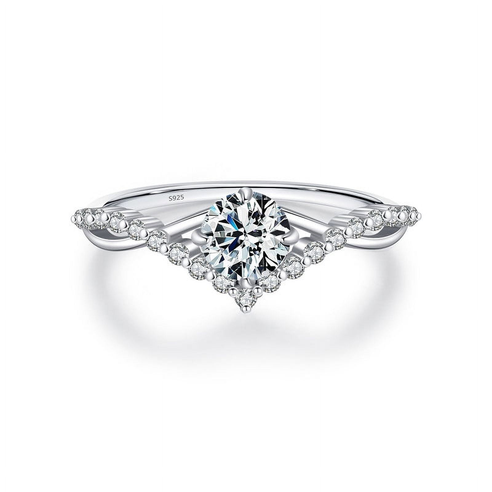 Veshon Round Promise Rings for Her | 925 Sterling Silver Halo Ring | Engagement Wedding band for Women Size 5