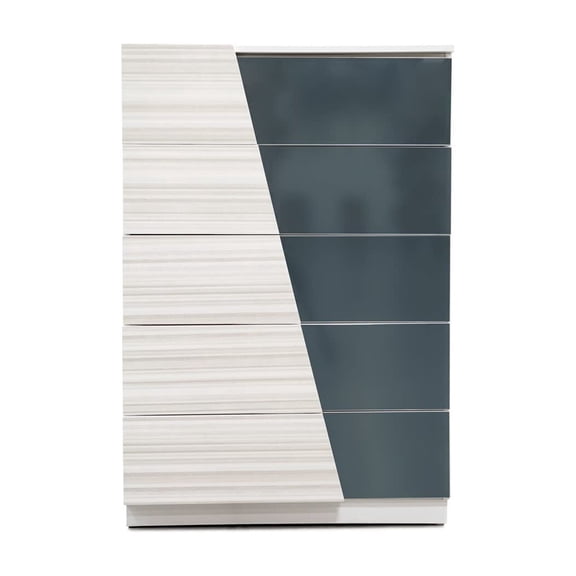 Best Master Manchester 5-Drawer Poplar Wood Bedroom Chest in Zebra/White