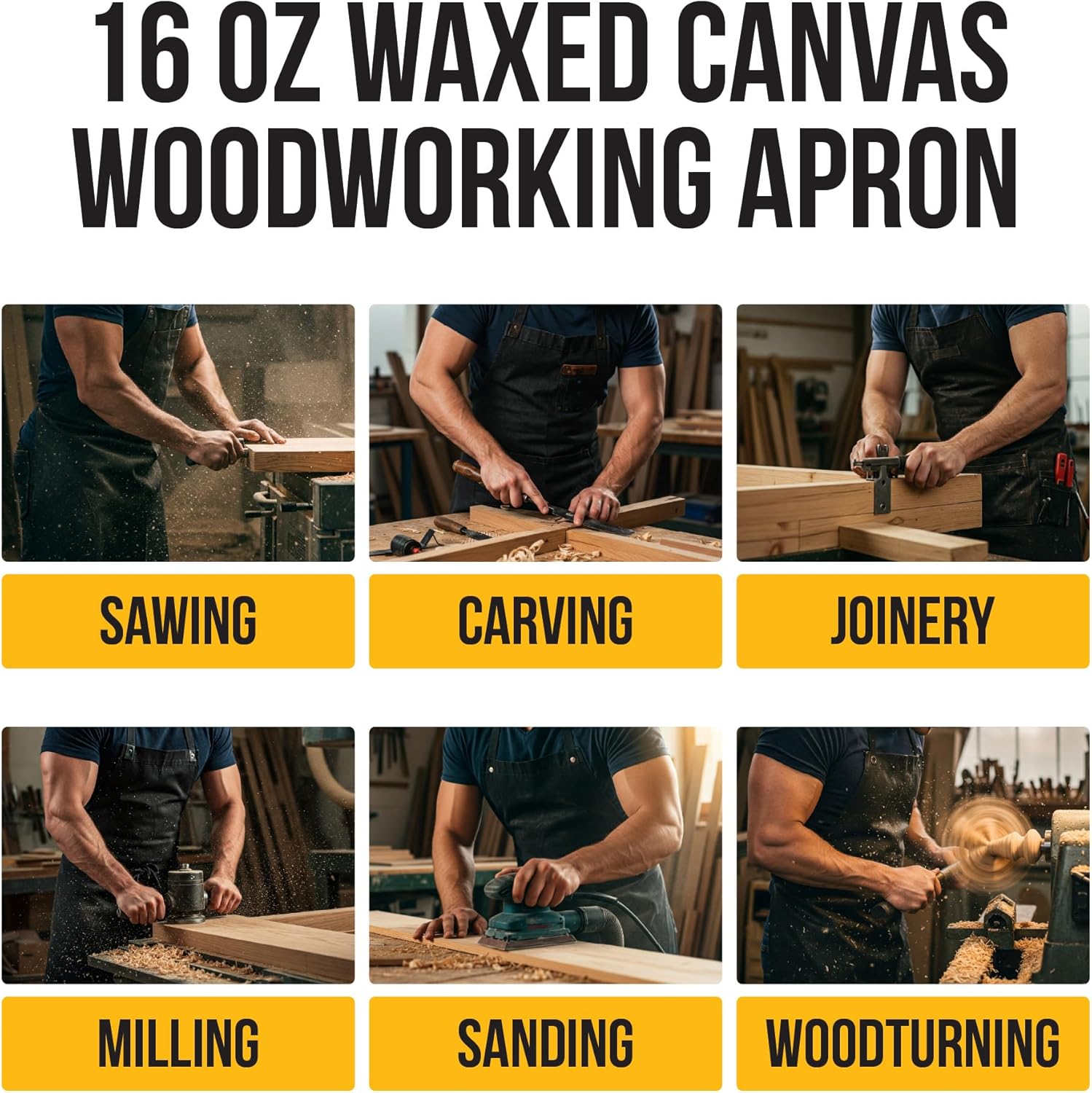 Brown Waxed Canvas Gardening & Work Apron with Waterproof, Fully Adjustable, Durable, Comfortable Protection