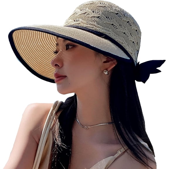 YooGuoGuo Wide Brim Beach Hats for Women Breathable Sun Hat Bucket Hat Sun Visors Fishing Cap for Travel Picnic Outdoor Summer Beige