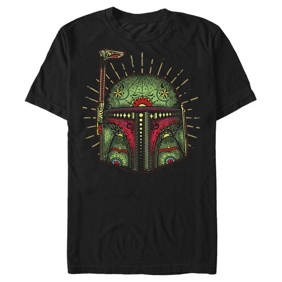Men's Star Wars Sugar Skull Boba Fett Glow Graphic Tee Black X Large