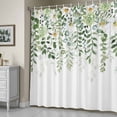 thumbnail image 5 of Spring Summer Leaf Shower Curtain, Watercolor Country Green White Floral Falling Leaf Waterproof Shower Curtain Set with 12 Hooks Lightweight Bath Curtains Fabric Bathroom Decor 72x72 Inches, 5 of 9