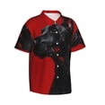 thumbnail image 2 of Daiia Black Dog Red Background Hawaiian Shirt for Men Gentle Cotton Regular Short Sleeve Casual-X-Large, 2 of 9