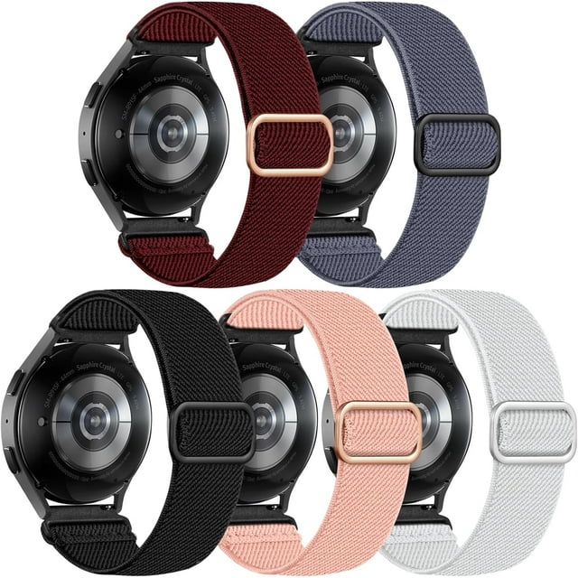 KOMI Compatible avec Bracelets de Montre 20mm 22mm à Dégagement Rapide, Bracelet de Remplacement, Sangles Réglables en Nylon Extensible, Boucle Solo Tressée en Tissu, Bandes Élastiques de Sport pour Hommes et Femmes, Lot de 5