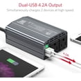 thumbnail image 3 of BESTEK 300W 4.2A Dual USB Power Inverter for Car DC 12V to 110V AC Car power Inverter Car Adapter,Gray, 3 of 8