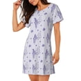 thumbnail image 2 of Sikiie Bouquet and Lavender Flowers Print Women's Short-sleeved Nightdress, Round Neck Pullover Nightdress Pajamas Summer Home Wear, 2 of 6