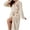 Beige, variant on Women Midi Robe Nightgown Heart Embroidery Belted Pockets Loungewear