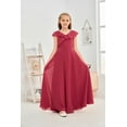thumbnail image 4 of Junior Bridesmaid Dresses Chiffon Flower Girl Dress Girls Spaghetti Straps Party Pageant Gown -Red-14Y, 4 of 8