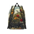 thumbnail image 2 of Picia Floral Rhino With Birds Printed Canvas Daypack - Stylish and Durable Vintage Compact Backpack - Class, Work, Travel, or Laptop Bookbag,Organized Compartments-Medium, 2 of 6