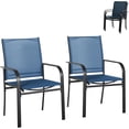 thumbnail image 2 of SOLAURA Patio Chairs Set of 2, Outdoor Dining Textilene Chairs for Porch Garden Backyard Deck, Dark Blue, 2 of 6