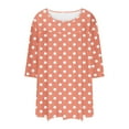 thumbnail image 6 of successthop Plus Size Blouses for Women 3/4 Sleeve Tunic Top Crewneck Curved Hem Shirt Polka Dots Shirts Loungewear, 6 of 6