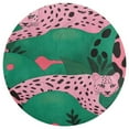 thumbnail image 3 of Leopard Print Pattern Soft Bedroom Round Area Rug, Washable Cute Nursery Circle Throw Mat, Non-Slip Contemporary Small Low Pile Floor Carpet for Dorm Bedside, 3 of 6
