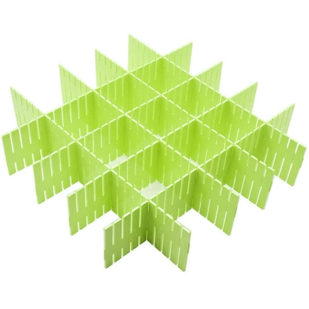 8 piezas de organizador de cajones de plástico para bricolaje, divisores de cajones ajustables para el hogar, armario ordenado, calcetines, ropa interior, suministros escolares de oficina, herramientas de utensilios de cocina (verde) brillar Electrónica