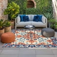 thumbnail image 2 of Orange Blue Ethnic Outdoor Rug for Patio/Deck/Porch, Non-Slip Large Area Rug 3 x 5 Ft, Boho Vintage Geometric Art Indoor Outdoor Rugs Washable Area Rugs, Reversible Camping Rug Carpet Runner, 2 of 8