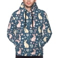 thumbnail image 4 of KLL Cute Rabbit Floral Print Mens Hoodie Long Sleeve Casual Pullover Hooded Sweatshirt Fashion Drawstring Hoodies with Pocket-3X-Large, 4 of 6
