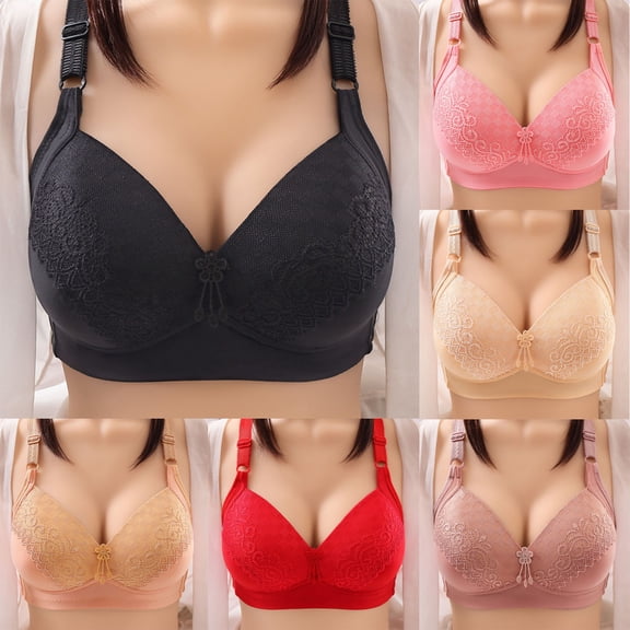 LOVZFMLL Bras for Women Lace Floral Embroidered Comfort Push Up Everyday Bras No Underwire Full Coverage Soft Breathable Padded Bralettes