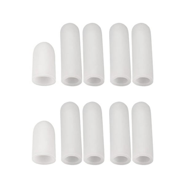 10 piezas de gel protector contra grietas en los dedos, fundas para dedos pulgar, tubo antideslizante Blanco
