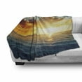 thumbnail image 3 of Sunset Soft Flannel Fleece Throw Blanket, Long Exposure Horizon Panorama over Ocean Dramatic Sky Dusk Serene Image, Cozy Plush for Indoor and Outdoor Use, 70" x 90", Yellow Blue, by Ambesonne, 3 of 6