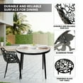 thumbnail image 2 of LeisureMod Devon Mid-Century Modern 3-Piece Aluminum Outdoor Patio Dining Set with Dining Table with Tempered Glass Top and 2 Stackable Flower Design Arm Chairs for Patio, and Backyard Garden Black, 2 of 20