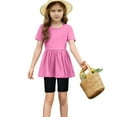 thumbnail image 6 of Cethrio Girls Outfit Sets, Dancing 2 Piece Summer T-shirts and Bike Shorts Sets Pink Size 10-12T, 6 of 7