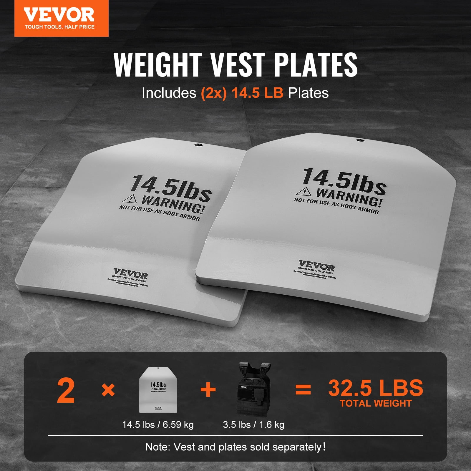 VEVOR Curved Weight Vest Plates, 14.5 LB Pairs, Premium Steel Weighted plates, Contoured Ergonomic Fit – WODs, Additional Weight for Weight Vests, for Strength Training, Running, Heavy Workouts