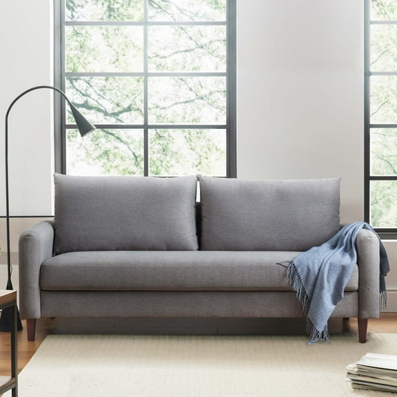 Mellow Mae Mid-Century Modern Sofa with Curved Arms, Light Grey