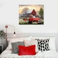 thumbnail image 4 of Farmhouse Old Truck Wall Art, Farmhouse Canvas Wall Art, Old Barn Pictures Wall Art, Country Vintage Pickup Truck Canvas Prints, Red Truck With Petunias Art Prints for Farmhouse Decor, 4 of 4