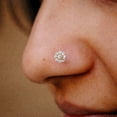 thumbnail image 3 of Floral Cluster Nose Pin 14k Yellow Gold Plated Silver 0.20 Ct Round Simulated Diamond, 3 of 3