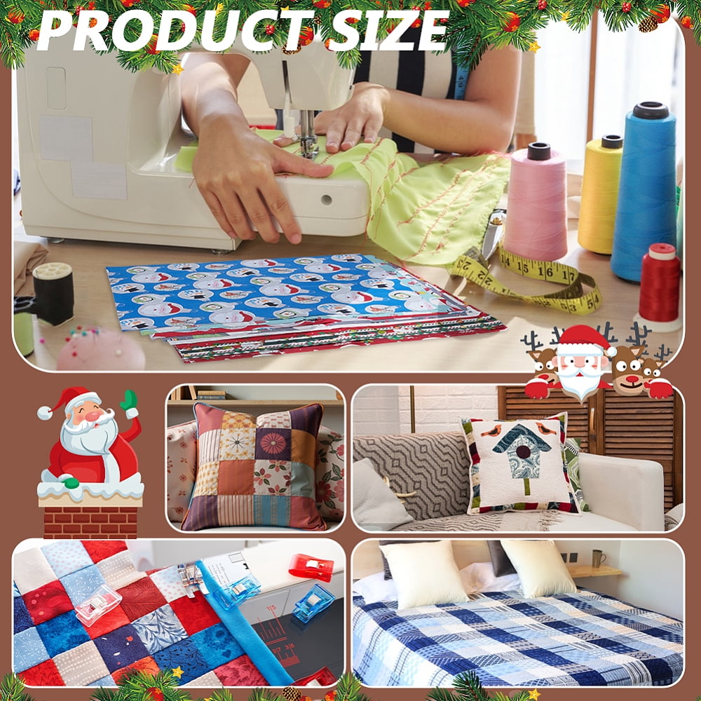 1 Set Christmas Theme Cotton Fabric for Patchwork Sewing Tissue to Patchwork Rectangle Mixed Color 488x390x0.2mm 12pcs/set