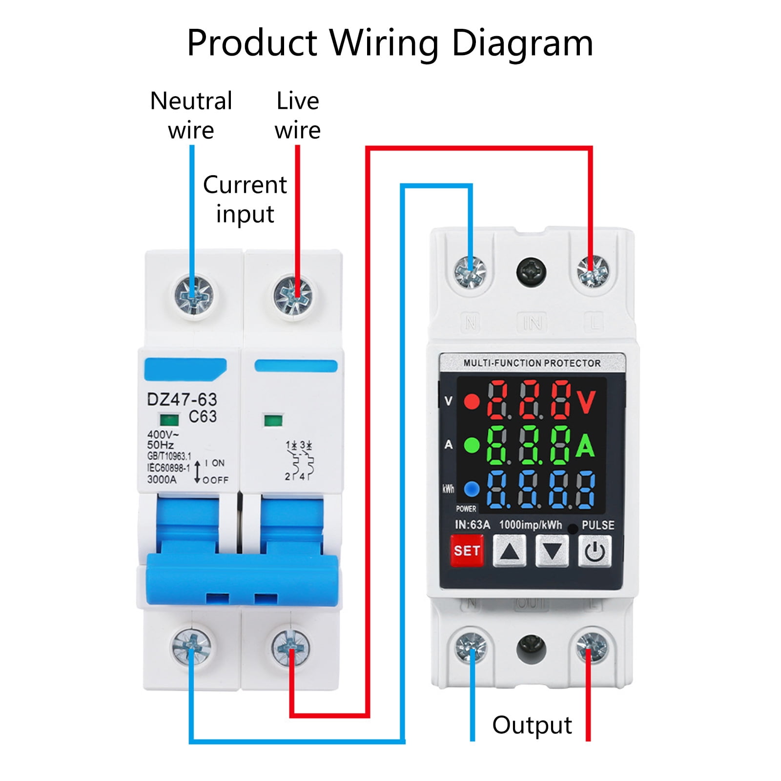 Multifunctional Overvoltage Protector with Voltages Current Display 3 Display Voltages Protector
