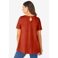 thumbnail image 2 of Roaman's Women's Plus Size Cotton Ultimate Swing Tee With Keyhole Back, 2 of 5