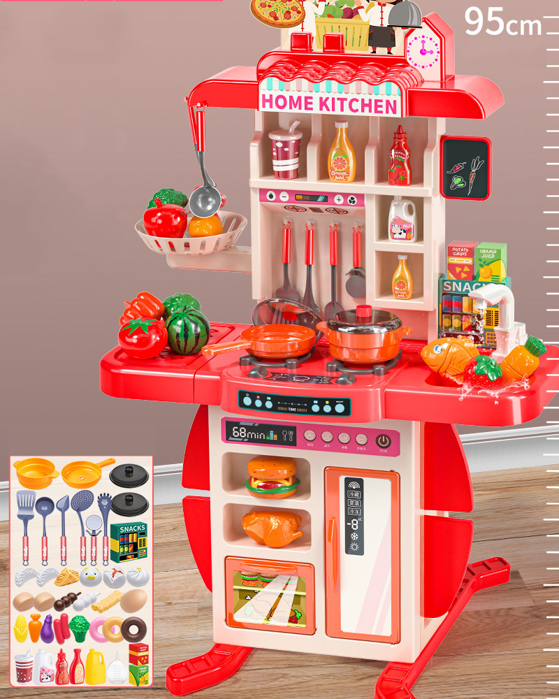 54PCS Kids Kitchen Playset with Realistic Light Sound Steam Simulation