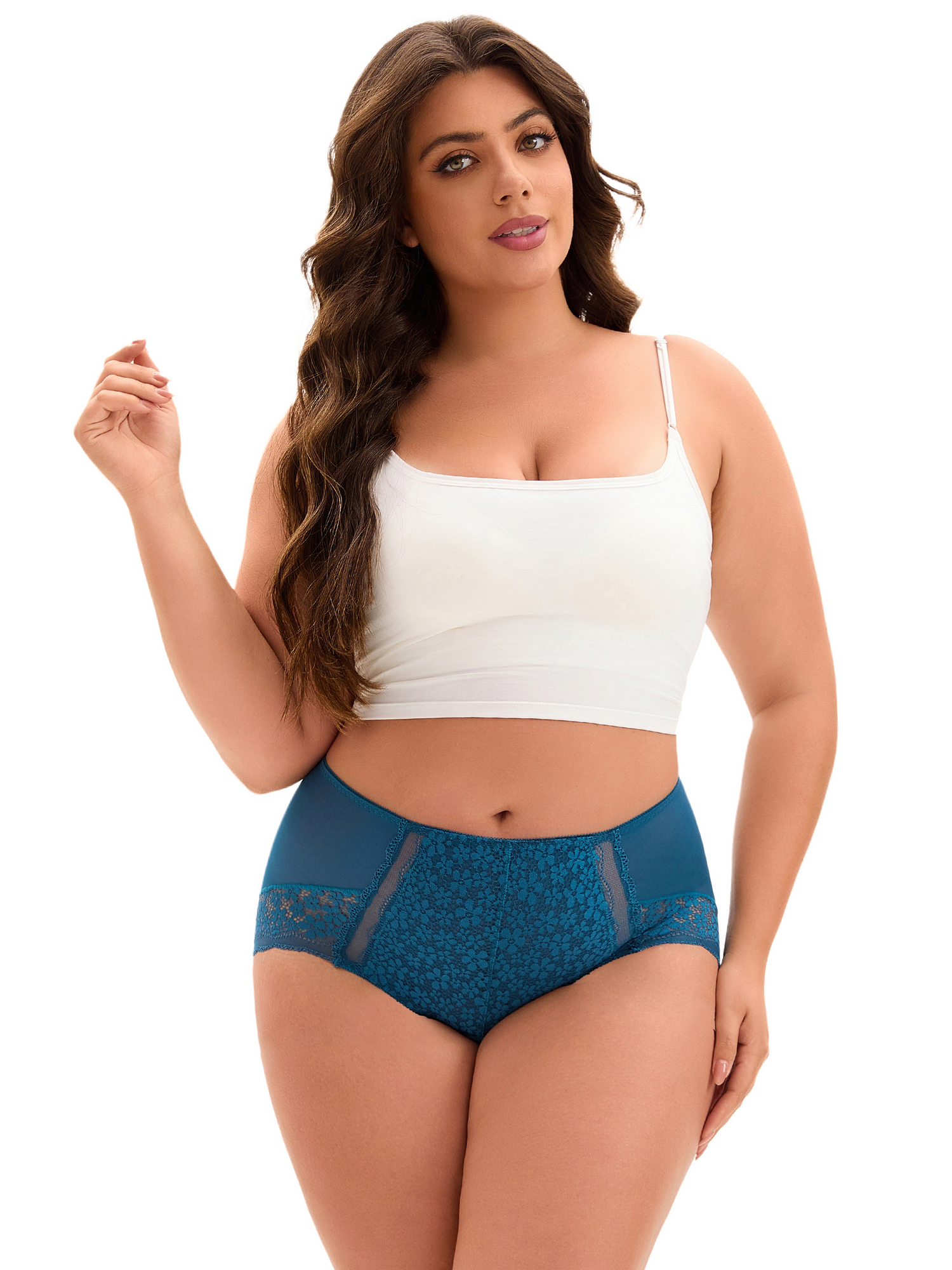 Unique Bargains Lace Trim Briefs Full Coverage Underwear S Blue