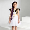 thumbnail image 6 of Halloween Star Stage Costume - Gi"rl"s Fancy Dress Costume Set, Cosplay Dress with Purple Braided Wig & Earrings Accessories, Halloween Party Birthday Dress‑Up Outfit, Size:110, 6 of 8