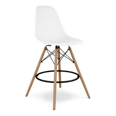 Aron Living Pyramid 28" Plastic and Wood Counter Stool in White