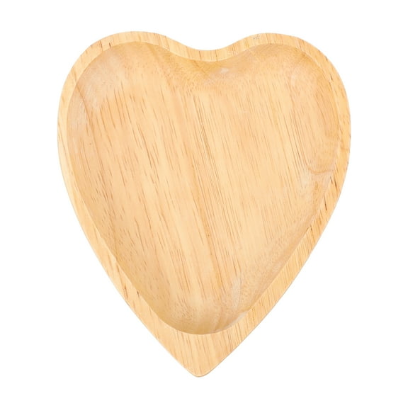1 Pc Creative Storage Tray Heart Shaped Fruit Plate Wooden Storage Dish (Khaki)