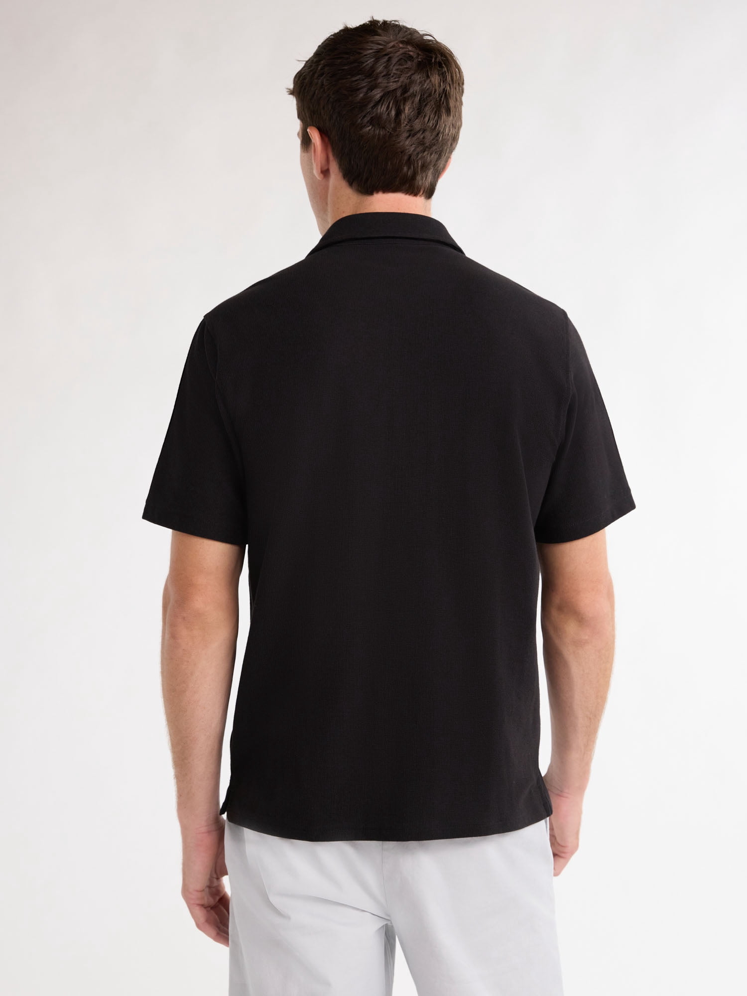 Free Assembly Men's Waffle Knit Button-Up Shirt with Short Sleeves, Sizes XS-3XL