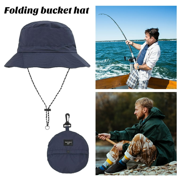 Foldable Bucket Hat with Adjustable Chin Strap - Waterproof Quick Dry Sun  Hat - Women Men Hiking Travel Hat - Outdoor Accessories