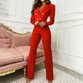 thumbnail image 4 of Joernso Women Jumpsuit V Neck High Waist Polyester Long Pants Office Romper for Daily Wear, 4 of 8