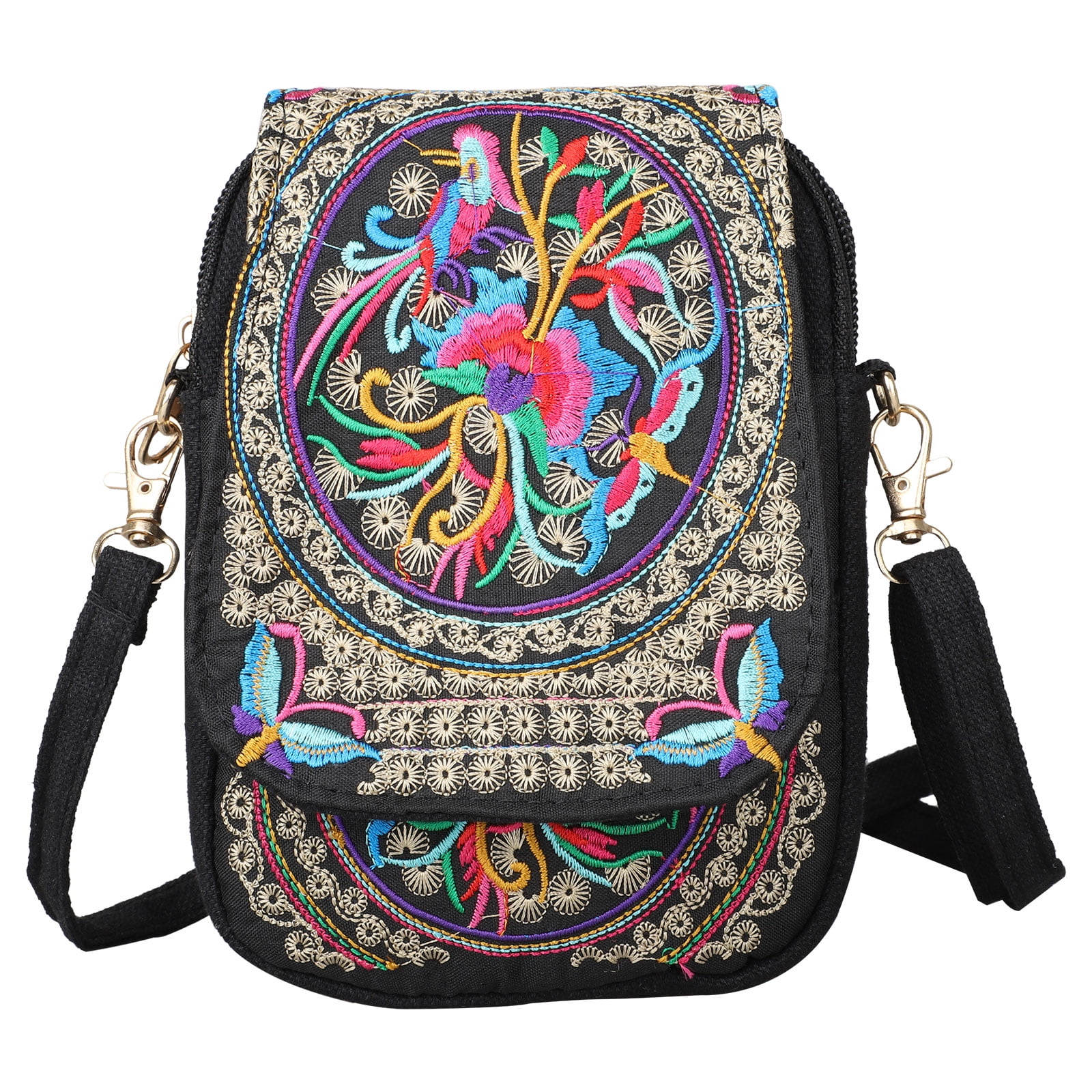Black Thai Handmade Embroidered Shoulder Bag Messenger Bag