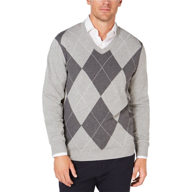 Club Room suéter de punto Argyle para hombre, gris, mediano