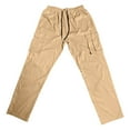 thumbnail image 5 of UVEASISHA Mens Casual Straight Leg Pants Regular Fit Elastic Waist Cargo Pants Solid Color Lightweight Work Pants with Multi-Pocket Khaki M, 5 of 9