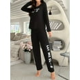 thumbnail image 2 of Womens Long Sleeve Pajama Set Pajamas Top and Pants Round Neck Pjs Set Soft Sleepwear Loungewear, 2 of 7