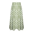 thumbnail image 6 of Summer Maxi Skirts for Women Satin Fashion Boho Long Skirt Trendy Floral High Waist A Line Beach Skirt Vacation Outfit Green XXL, 6 of 7