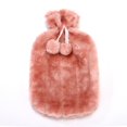 thumbnail image 1 of 2L Explosion Proof Plush Cold-proof Removable Hot Water Bottle Cover Winter Protective Case Faux Fur Fleece Heat Preservation Covers PINK, 1 of 8