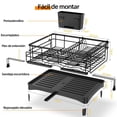 thumbnail image 3 of Escalable Escurridor de Trastes Acero Inoxidable, Sistema de Drenaje Automático, Ancho ajustable 32-56.9cm,Pies de extensión ajustables profundo 42-54cm,Escurridor de Platos,Apto a Cocina(Nivel), 3 of 9