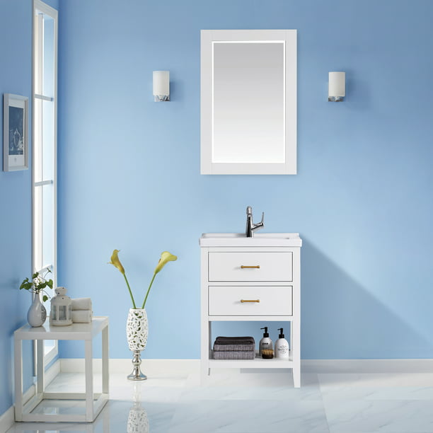 F&R Bathroom Vanity 24 Inch with Sink White Bathroom Vanity 24